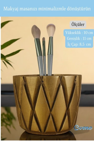 Evene Makyaj Organizeri Makyaj Fırçalığı Makyaj Organizer Düzenleyici Altın Eskitme Renk Model 18 - Resim 2