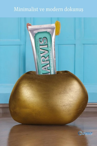 Evene Diş Fırçalığı Diş Fırçalık Diş Fırçası Standı Diş Fırçası Tutucu Altın Eskitme Renk Model 22 - 3