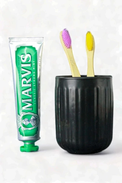 Evene Diş Fırçalığı Diş Fırçalık Diş Fırçası Standı Diş Fırçası Tutucu Siyah Model 11