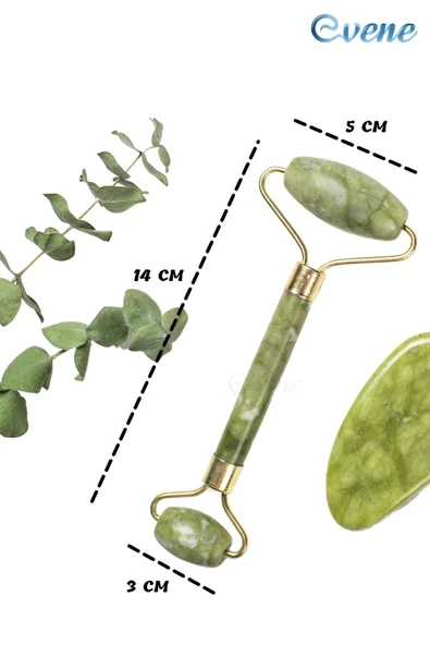Evene Dermaroller Saç Çıkarma Tarağı İğneli Tarak 1 mm + Jade Roller Yüz Masaj Aleti Yeşim Taşı Seti - 5