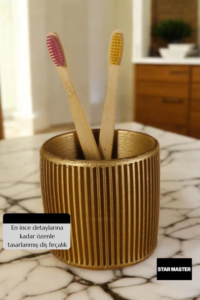 Star Master Diş Fırçası Kabı Diş Fırçalığı Fırçalık Altın Renk Model 1 - 5