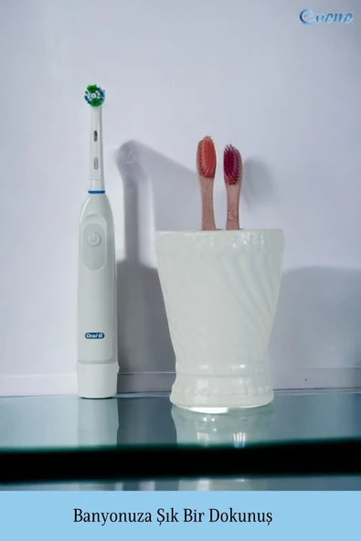 Evene Diş Fırçalığı Diş Fırçalık Diş Fırçası Standı Diş Fırçası Tutucu Beyaz Model 14 - 5