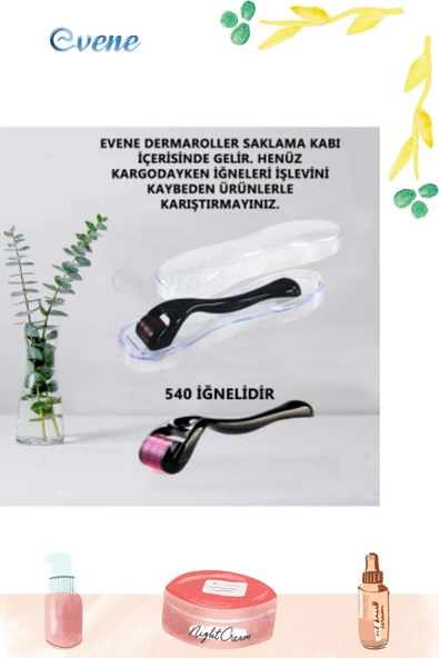 Evene Dermaroller Saç Çıkarma Tarağı İğneli Tarak Dermapen Roller 0,50 mm Saklama Kabı - 4