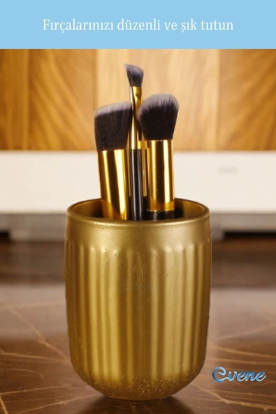 Evene Makyaj Organizeri Makyaj Fırçalığı Makyaj Organizer Düzenleyici Altın Renk Model 11 - Resim 4