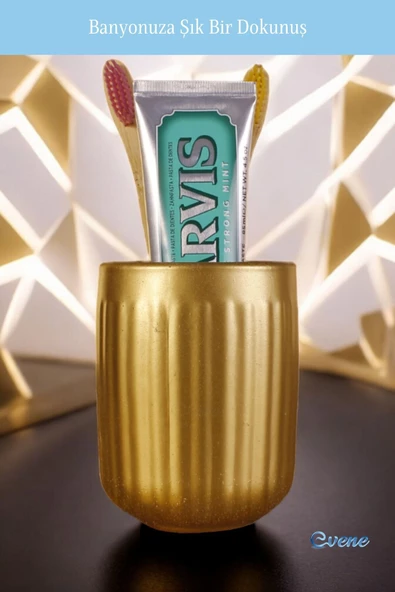 Evene Diş Fırçalığı Diş Fırçalık Diş Fırçası Standı Diş Fırçası Tutucu Altın Model 11 - Resim 5