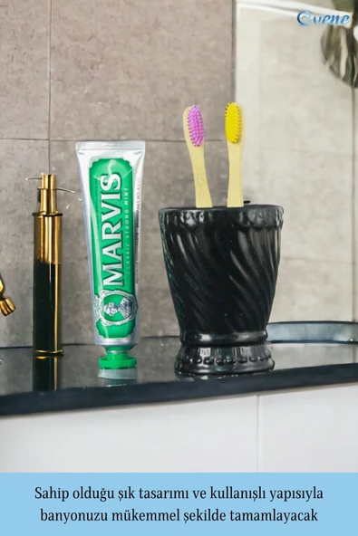 Evene Diş Fırçalığı Diş Fırçalık Diş Fırçası Standı Diş Fırçası Tutucu Siyah Model 14 - Resim 3