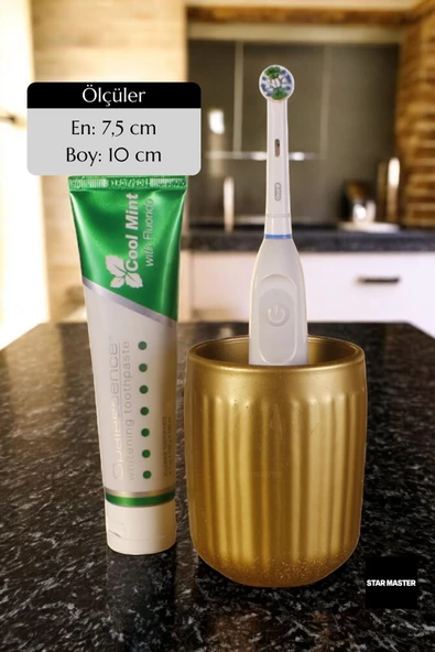 Star Master Diş Fırçası Kabı Diş Fırçalığı Fırçalık Altın Renk Model 11 - Resim 2