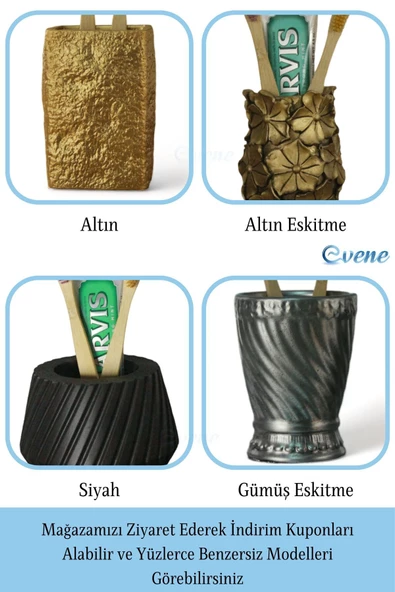 Evene Diş Fırçalığı Diş Fırçalık Diş Fırçası Standı Diş Fırçası Tutucu Siyah Model 16 - 8