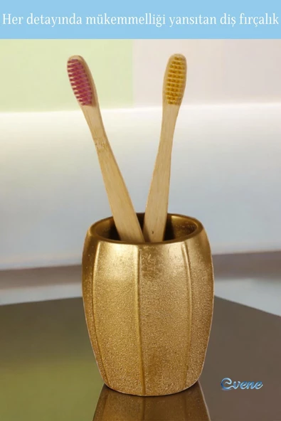 Evene Diş Fırçalığı Diş Fırçalık Diş Fırçası Standı Diş Fırçası Tutucu Altın Model 13 - Resim 6