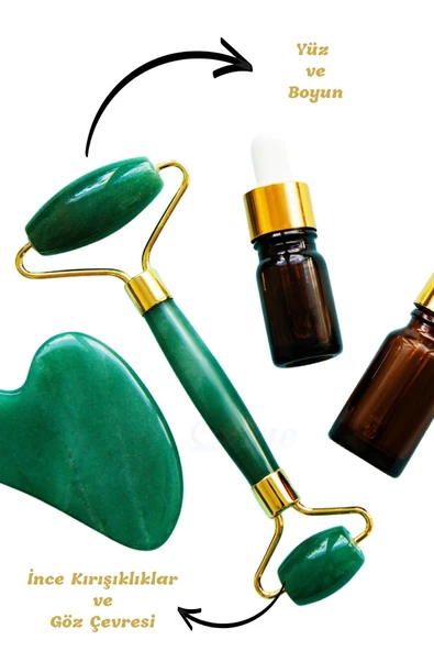 Evene Dermaroller Saç Çıkarma Tarağı İğneli Tarak 0,50 mm + Jade Roller Yüz Masaj Aleti Yeşim Taşı Seti - 6