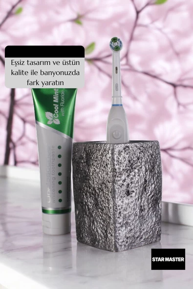 Star Master Diş Fırçası Kabı Diş Fırçalığı Fırçalık Gümüş Eskitme Renk Model 7 - 3