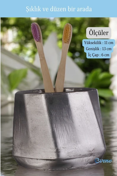 Evene Diş Fırçalığı Diş Fırçalık Diş Fırçası Standı Diş Fırçası Tutucu Gümüş Eskitme Renk Model 17 - Resim 2