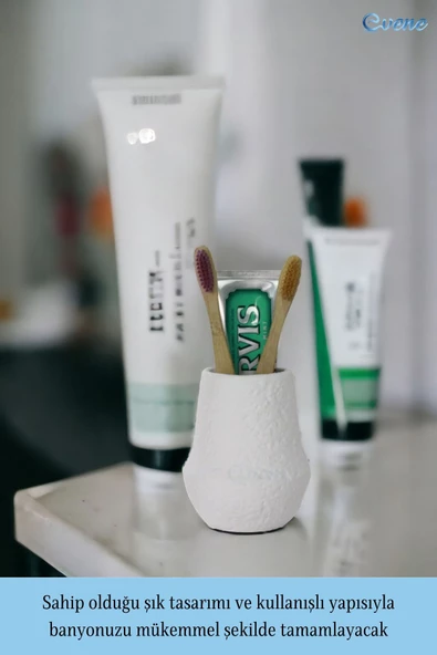 Evene Diş Fırçalığı Diş Fırçalık Diş Fırçası Standı Diş Fırçası Tutucu Beyaz Model 15 - 3