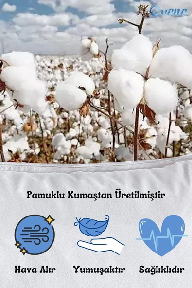 Evene Yastık Boncuk Elyaf Antibakteriyel Dolgu Yumuşak Uyku Yastığı Pamuklu Dikişli Kılıf 1000 gr 2 Adet - 2