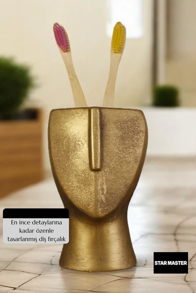 Star Master Diş Fırçası Kabı Diş Fırçalığı Fırçalık Altın Eskitme Renk Model 23 - 5