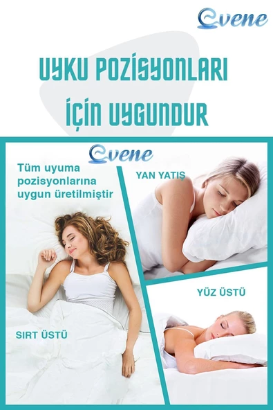 Evene Yastık Boncuk Elyaf 2 Adet Antibakteriyel Dolgu Extra Yumuşak Uyku Yastığı Pamuklu Dikişli Kılıf 700 - 7