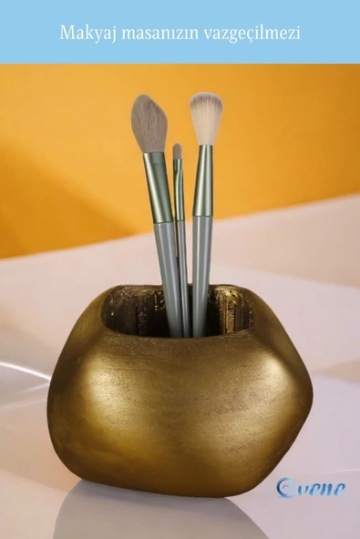 Evene Makyaj Organizeri Makyaj Fırçalığı Makyaj Organizer Düzenleyici Altın Eskitme Renk Model 22 - Resim 5