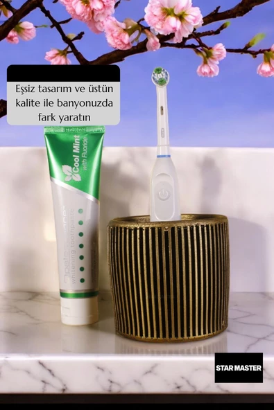 Star Master Diş Fırçası Kabı Diş Fırçalığı Fırçalık Altın Eskitme Renk Model 1 - 3