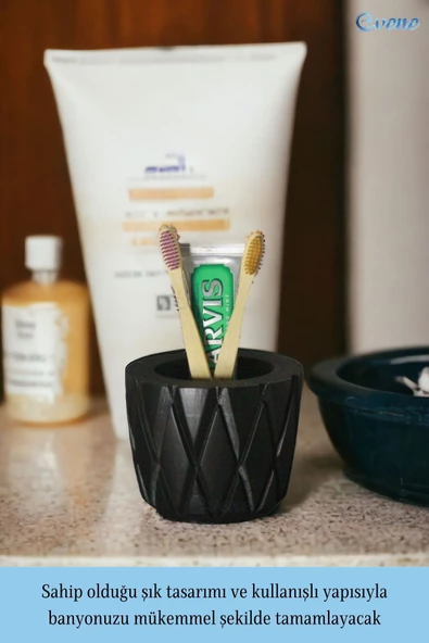 Evene Diş Fırçalığı Diş Fırçalık Diş Fırçası Standı Diş Fırçası Tutucu Siyah Model 18 - Resim 3