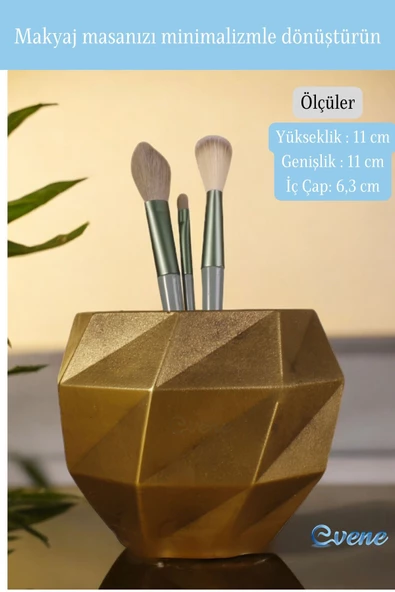 Evene Makyaj Organizeri Makyaj Fırçalığı Makyaj Organizer Düzenleyici Altın Eskitme Renk Model 20 - Resim 2