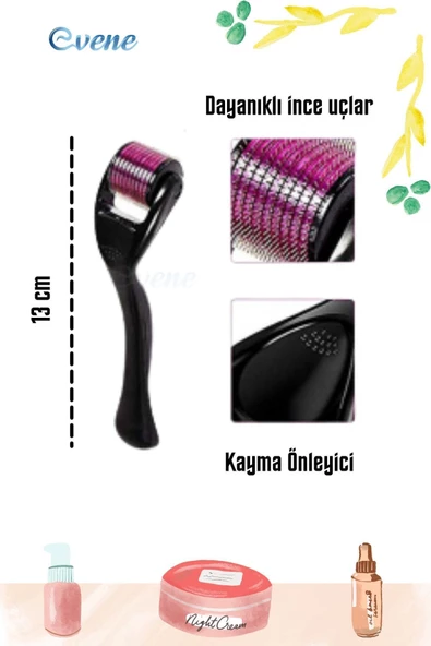 Evene Dermaroller Saç Çıkarma Tarağı İğneli Tarak Saç Rulosu Roller 0,50 mm Saklama Kabı - Resim 3