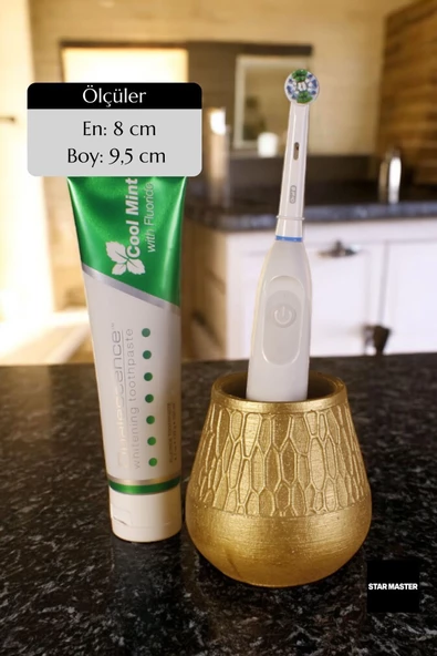 Star Master Diş Fırçası Kabı Diş Fırçalığı Fırçalık Altın Renk Model 3 - 2