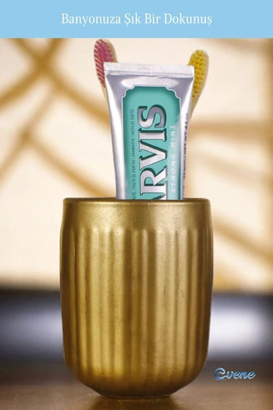 Evene Diş Fırçalığı Diş Fırçalık Diş Fırçası Standı Diş Fırçası Tutucu Altın Eskitme Model 11 - Resim 5