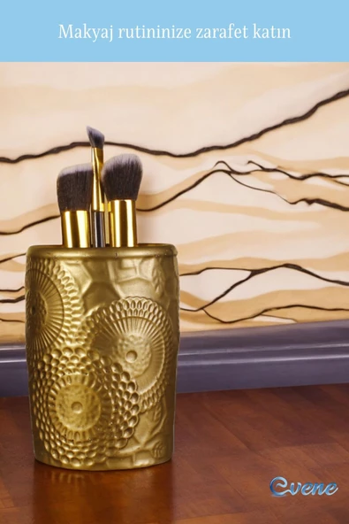 Evene Makyaj Organizeri Makyaj Fırçalığı Makyaj Organizer Düzenleyici Altın Eskitme Renk Model 12 - Resim 3