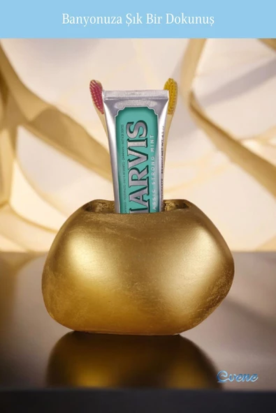 Evene Diş Fırçalığı Diş Fırçalık Diş Fırçası Standı Diş Fırçası Tutucu Altın Renk Model 22 - Resim 5