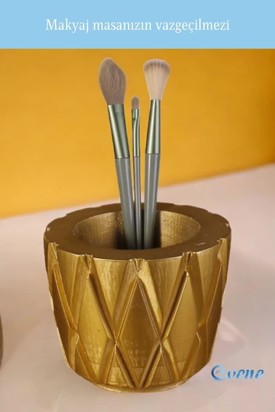 Evene Makyaj Organizeri Makyaj Fırçalığı Makyaj Organizer Düzenleyici Altın Renk Model 18 - Resim 5