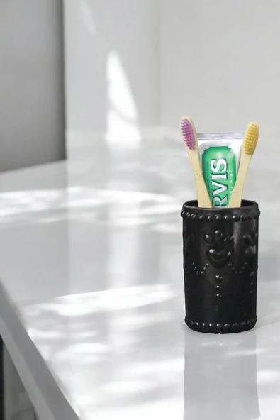 Evene Diş Fırçalığı Diş Fırçalık Diş Fırçası Standı Diş Fırçası Tutucu Siyah Model 10