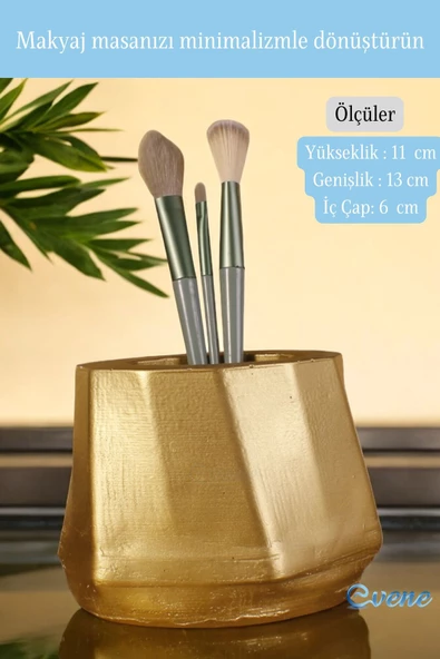 Evene Makyaj Organizeri Makyaj Fırçalığı Makyaj Organizer Düzenleyici Altın Renk Model 17 - Resim 2