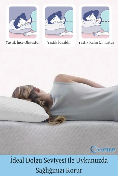 Evene Yastık Boncuk Elyaf Antibakteriyel Dolgu Yumuşak Uyku Yastığı Pamuklu Bambı Kılıf 1000 gr 2 Adet - 4