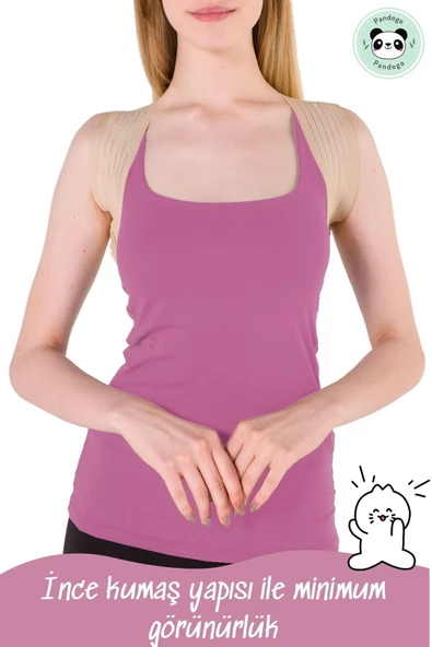 Pandogo Dik Duruş Korsesi Kelebek Bej Rengi Sırt Omuz Misina İpli Çelik Balen Korse Kamburluk Önleyici Korse - 3