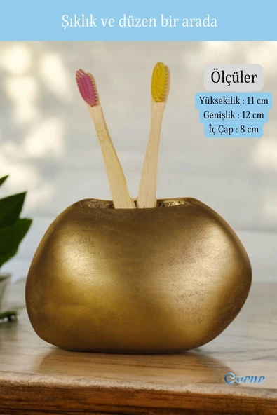 Evene Diş Fırçalığı Diş Fırçalık Diş Fırçası Standı Diş Fırçası Tutucu Altın Eskitme Renk Model 22 - 2