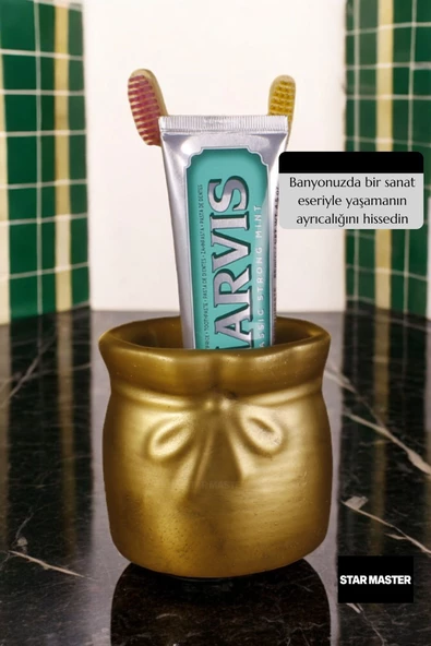 Star Master Diş Fırçası Kabı Diş Fırçalığı Fırçalık Altın Eskitme Renk Model 8 - Resim 4