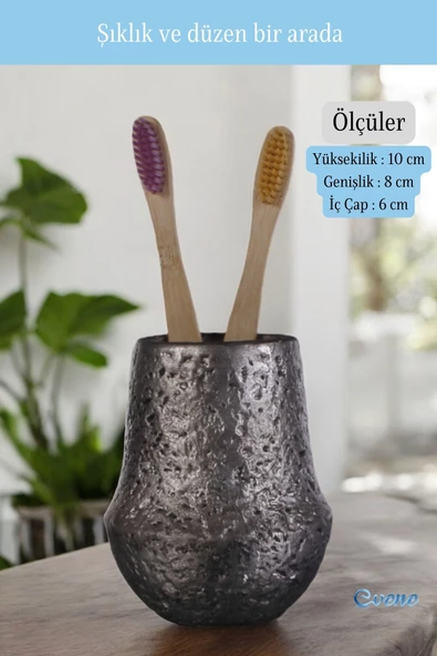 Evene Diş Fırçalığı Diş Fırçalık Diş Fırçası Standı Diş Fırçası Tutucu Gümüş Eskitme Renk Model 15 - Resim 2