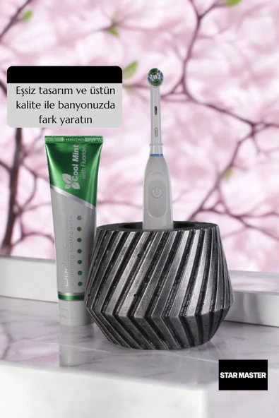 Star Master Diş Fırçası Kabı Diş Fırçalığı Fırçalık Gümüş Eskitme Renk Model 21 - 3