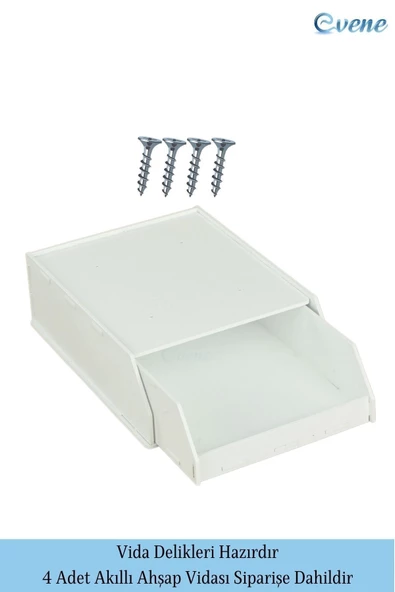 Evene Gizli Çekmece Organizer Masa Altı Saklama Kabı Beyaz Renk Model 6 - 8