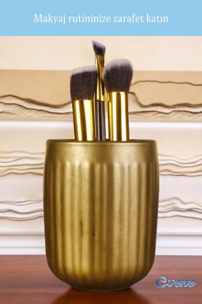Evene Makyaj Organizeri Makyaj Fırçalığı Makyaj Organizer Düzenleyici Altın Eskitme Renk Model 11 - Resim 3