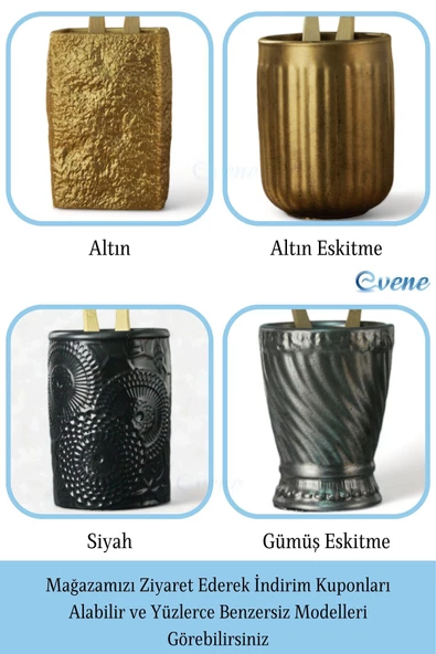 Evene Diş Fırçalığı Diş Fırçalık Diş Fırçası Standı Diş Fırçası Tutucu Gümüş Eskitme Model 9 - 8