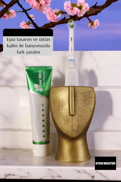 Star Master Diş Fırçası Kabı Diş Fırçalığı Fırçalık Altın Eskitme Renk Model 23 - 3