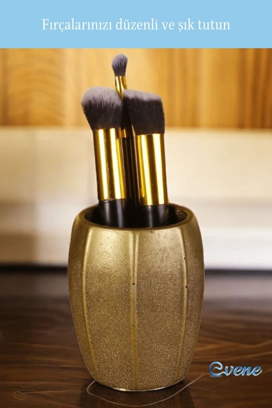 Evene Makyaj Organizeri Makyaj Fırçalığı Makyaj Organizer Düzenleyici Altın Eskitme Renk Model 13 - Resim 4