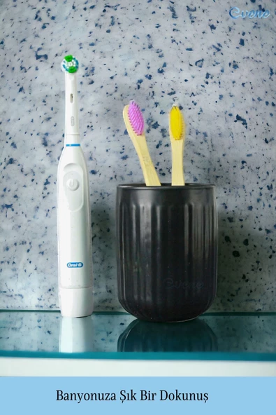 Evene Diş Fırçalığı Diş Fırçalık Diş Fırçası Standı Diş Fırçası Tutucu Siyah Model 11 - 5