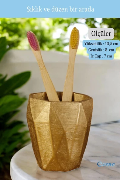 Evene Diş Fırçalığı Tezgah Üstü Altın Renk Diş Fırçası Standı Model 2 - 2