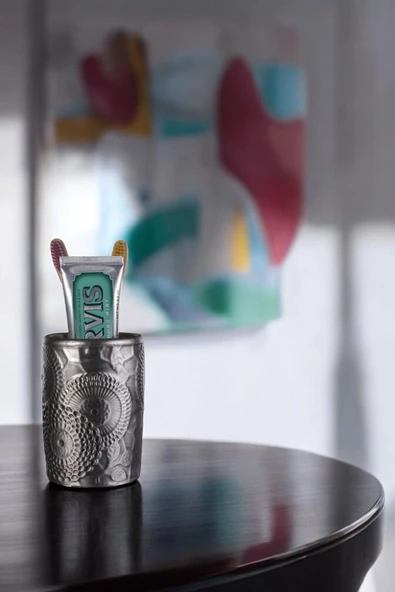 Evene Diş Fırçalığı Diş Fırçalık Diş Fırçası Standı Diş Fırçası Tutucu Gümüş Eskitme Model 12 ürün görseli 1