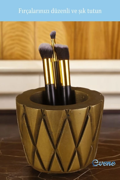 Evene Makyaj Organizeri Makyaj Fırçalığı Makyaj Organizer Düzenleyici Altın Eskitme Renk Model 18 - Resim 4