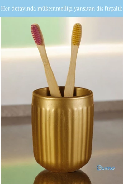 Evene Diş Fırçalığı Diş Fırçalık Diş Fırçası Standı Diş Fırçası Tutucu Altın Model 11 - Resim 6