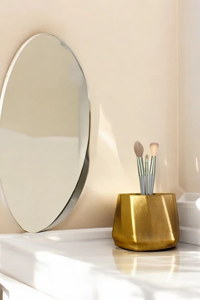 Evene Makyaj Organizeri Makyaj Fırçalığı Makyaj Organizer Düzenleyici Altın Eskitme Renk Model 17 ürün görseli 1