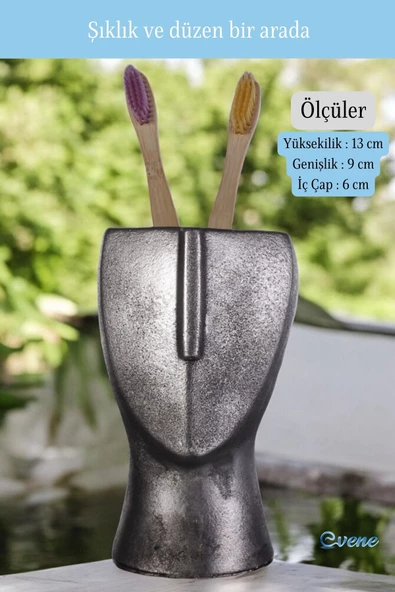Evene Diş Fırçalığı Diş Fırçalık Diş Fırçası Standı Diş Fırçası Tutucu Gümüş Eskitme Model 23 - 2